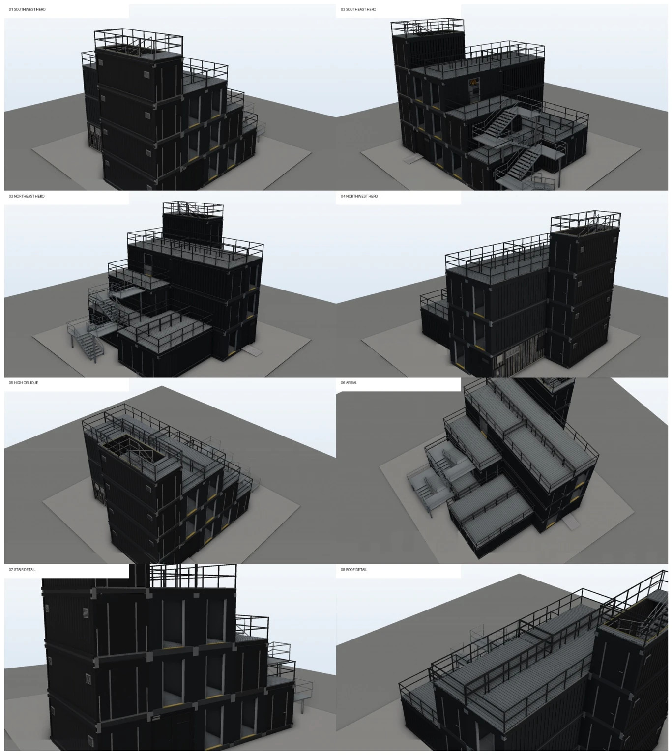 Eight views of the modular container training model